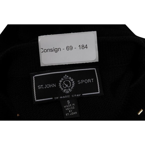 St. John Sport Womens Staple Vest Small Black Wool Rayon Sleeveless Button Neck - Picture 11 of 11